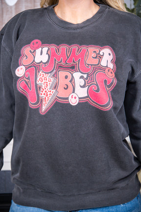 Summer Vibes Black Graphic Sweatshirt - A2678BK