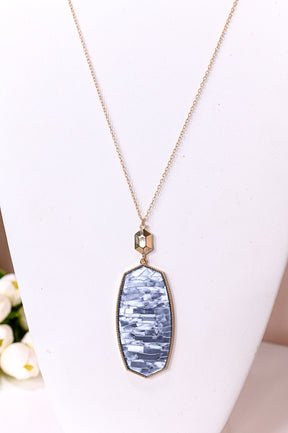 Black Hexagon Acrylic Pendant Necklace - NEK4148BK