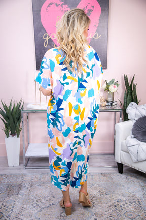 Bold Statements White/Multi Color Printed Maxi Dress - D4736WH