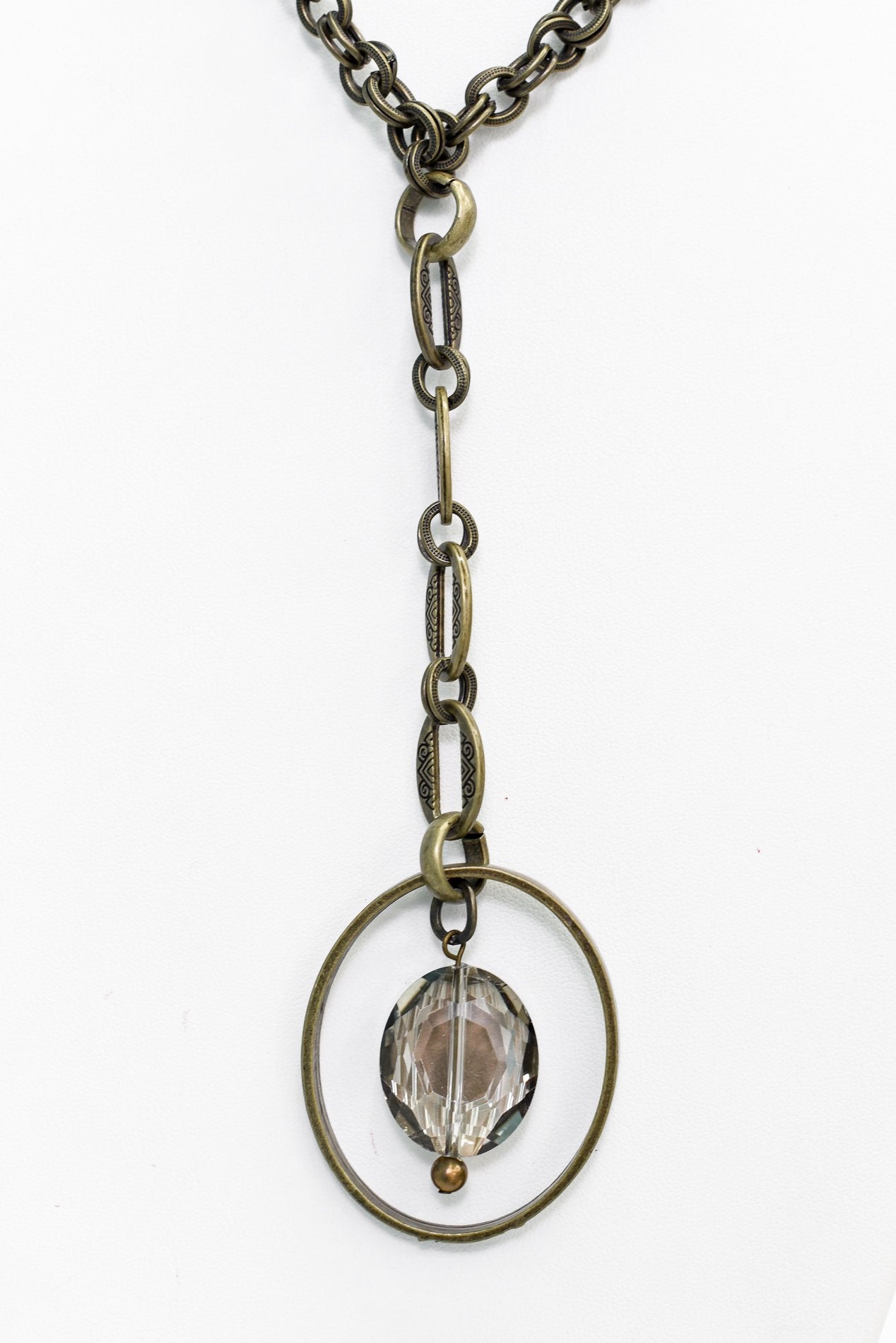 Bronze/Crystal Oval Pedant Necklace - NEK3507BZ