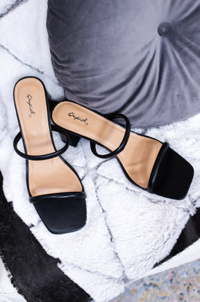Serious About Style Black Slip On Heels - SHO2543BK