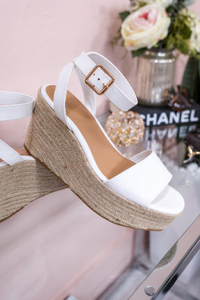 The Road Less Traveled White Espadrille Wedges - SHO2542WH