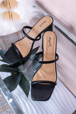 Serious About Style Black Slip On Heels - SHO2543BK