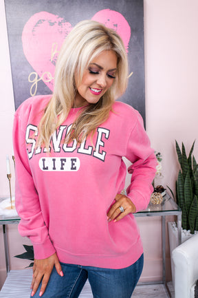 Single Life Pigment Pink Graphic Sweatshirt - A2516PPK
