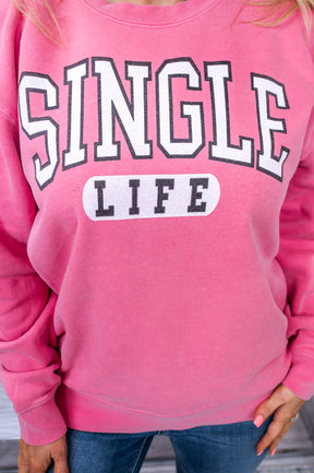 Single Life Pigment Pink Graphic Sweatshirt - A2516PPK