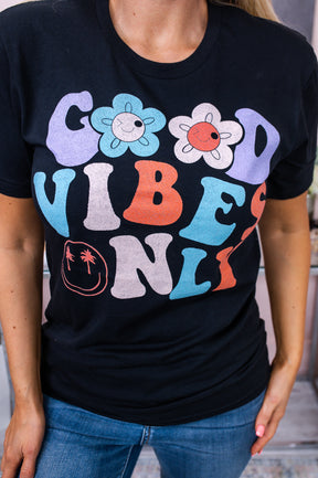 Good Vibes Only Black Graphic Tee - A2508BK