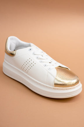 Running Out Of Time Gold/White Platform Sneakers - SHO2245GO