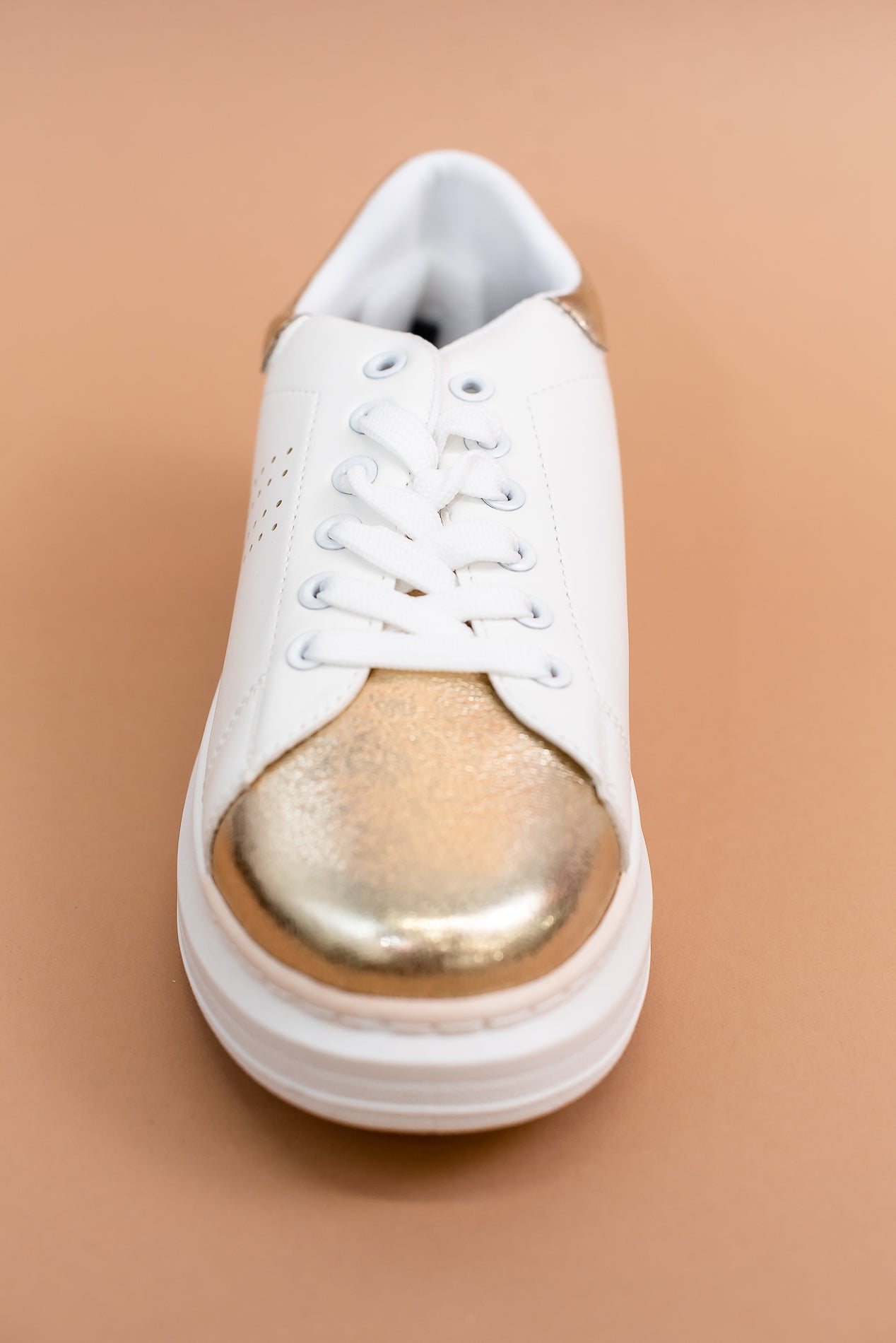 Running Out Of Time Gold/White Platform Sneakers - SHO2245GO