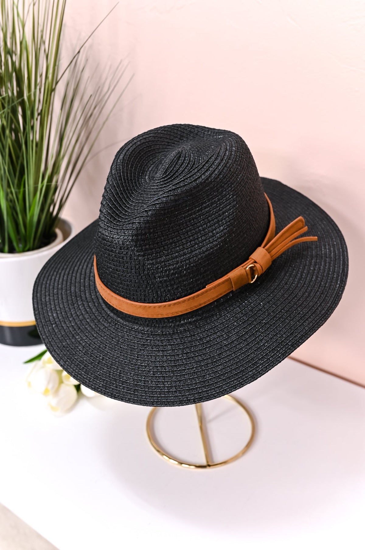 Black Fedora With Brown Band - HAT1401BK