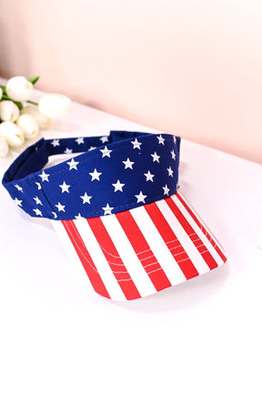 Red/White/Blue Stars/Stripes Visor - HAT1408BL