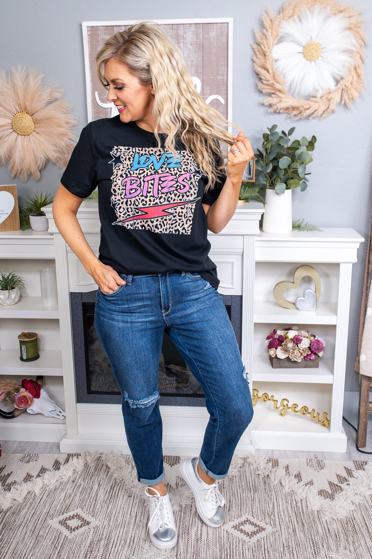 Love Bites Solid Black Printed Graphic Tee - A2506BK
