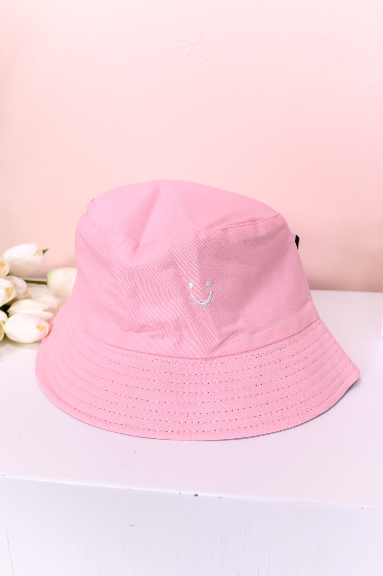 Pink/Purple Smiley Face Reversible Bucket Hat - HAT1386PK