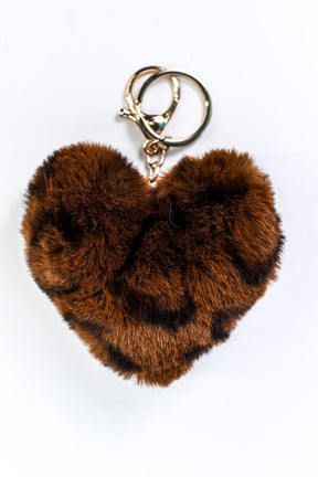 Brown Leopard Fur Heart Keychain - KEY1108BR