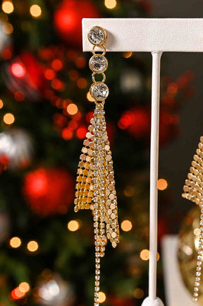 Gold Chain/Bling Dangle Drop Earrings - EAR3965GO