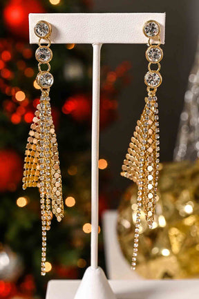 Gold Chain/Bling Dangle Drop Earrings - EAR3965GO