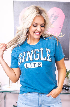 Single Life Deep Heather Teal Graphic Tee - A2533DTE