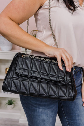 Show Me Your Shine Black/Silver Quilted Bag - BAG1682BK