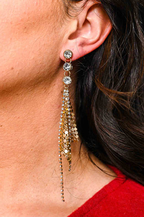 Gold Chain/Bling Dangle Drop Earrings - EAR3965GO