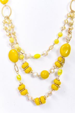 Yellow/Ivory/Gold Layered/Glass Beaded Necklace - NEK3788YW