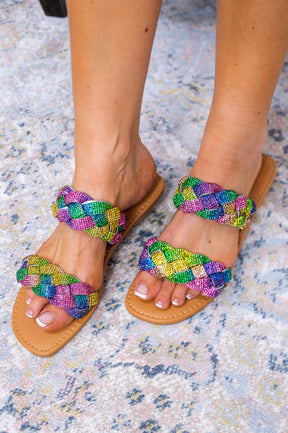 Walk By Faith Multi Color Bling Braided Sandals - SHO2550MU