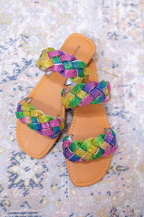 Walk By Faith Multi Color Bling Braided Sandals - SHO2550MU