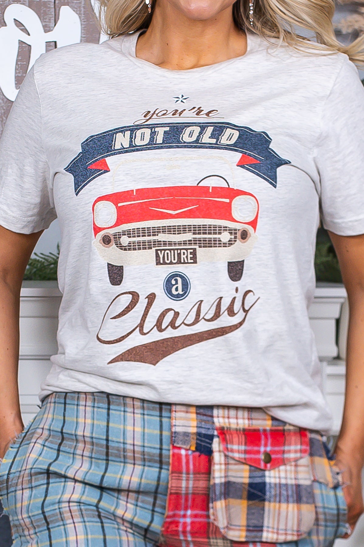 Not Old You're A Classic Heather Prism Natural Graphic Tee - A2528HPN