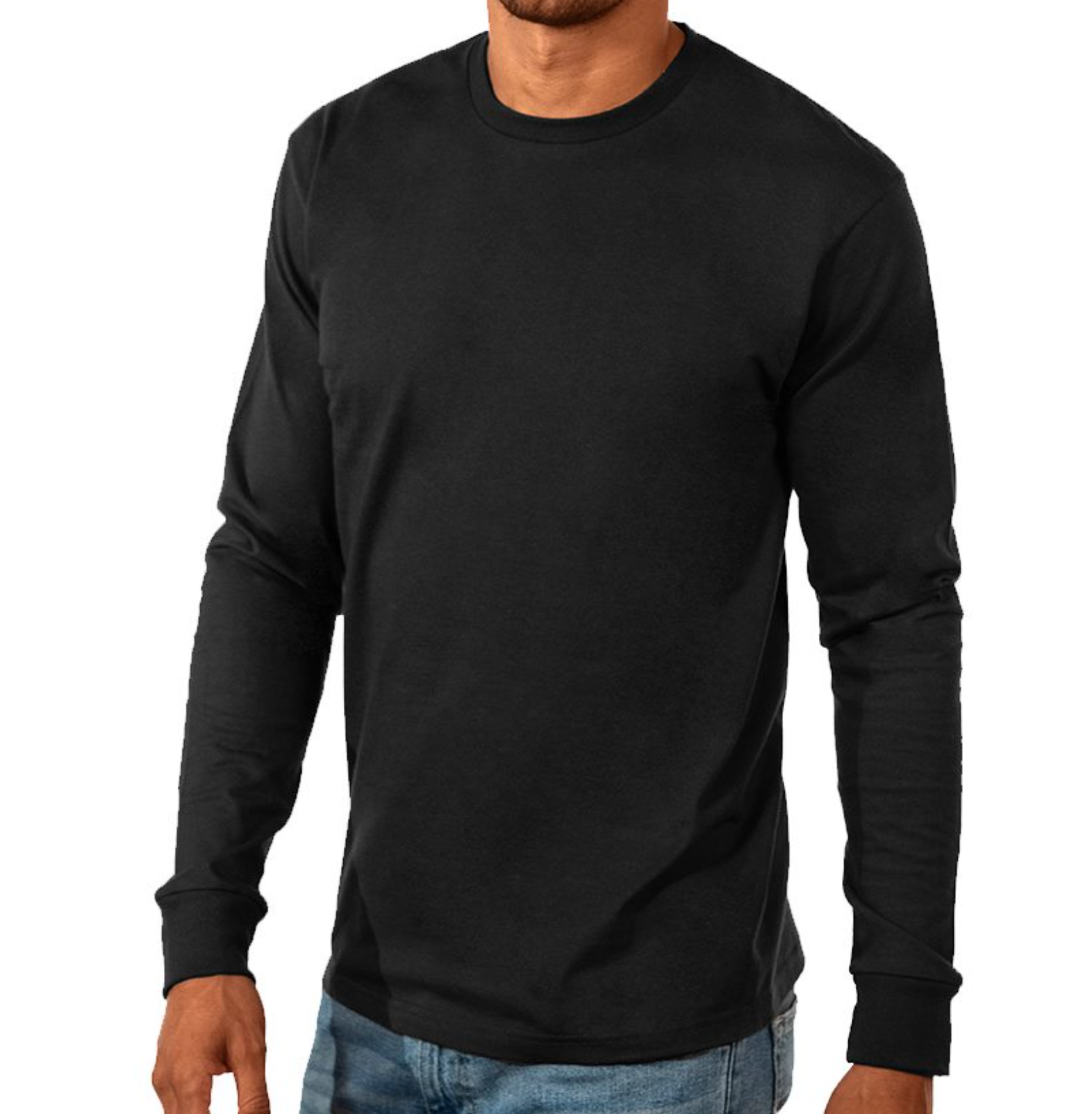 1801 BLACK UNISEX LONG SLEEVE CREW